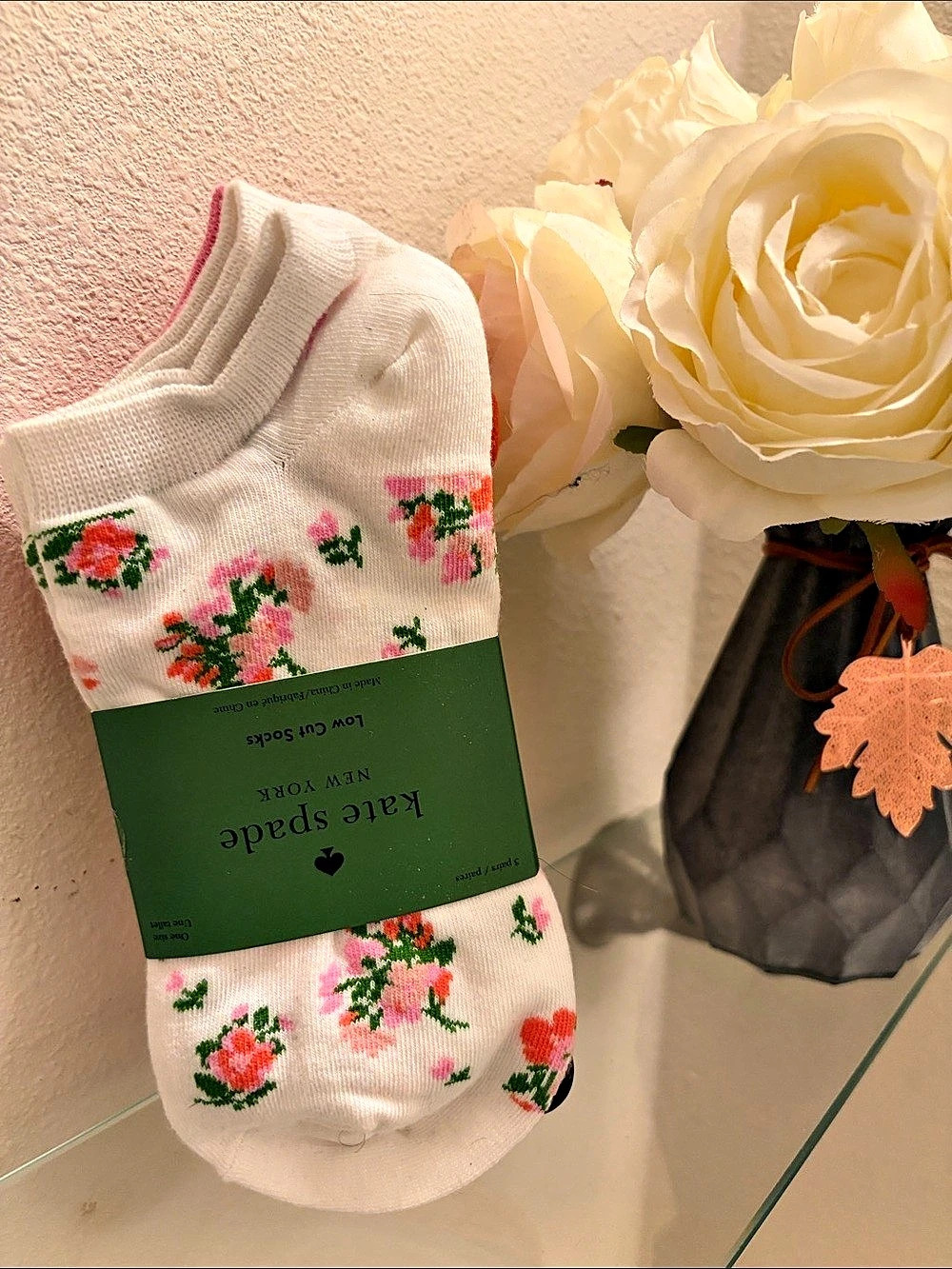 Kate Spade Floral Ankle Socks Set White & Pink NWT